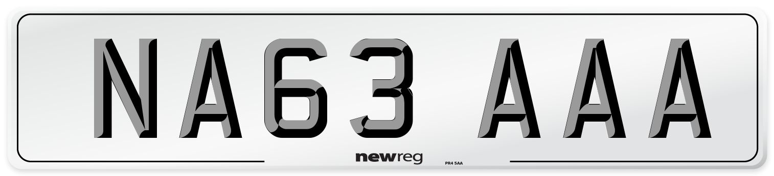 NA63 AAA Number Plate from New Reg